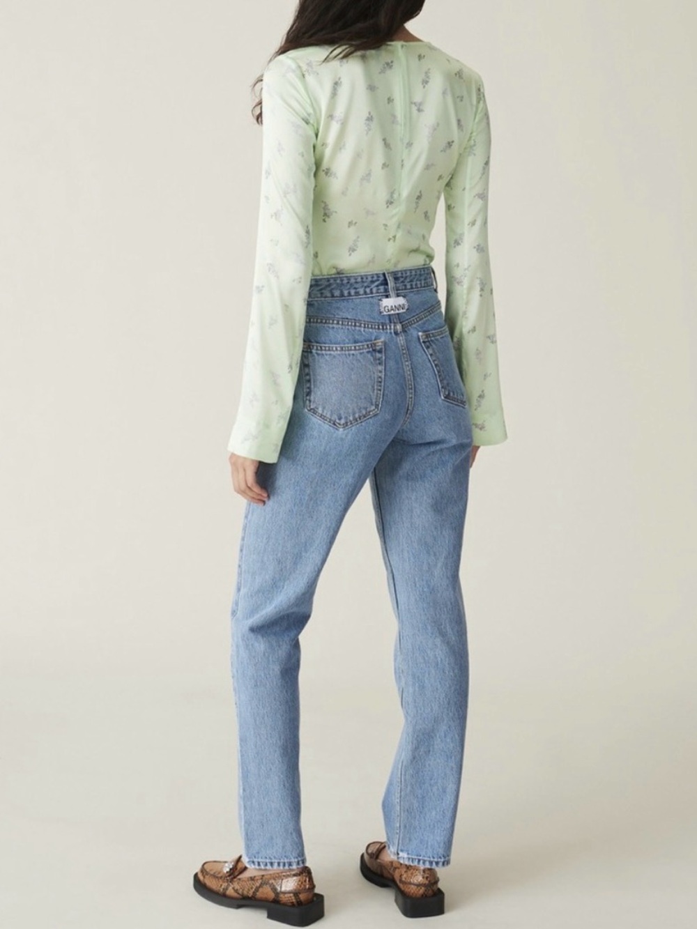 Ganni Straight-Leg Jeans in Light Blue Wash